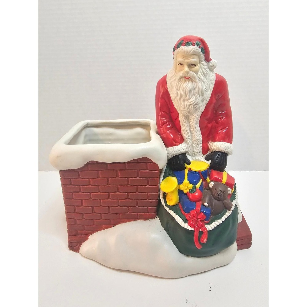 VTG 90s Claire Burke Oh Christmas Tree Santa Chimney Potpourri Bisque Porcelain